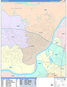 St. Charles  Wall Map Color Cast Style